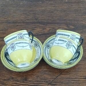 Elegant Yellow and White Tea Cup Set